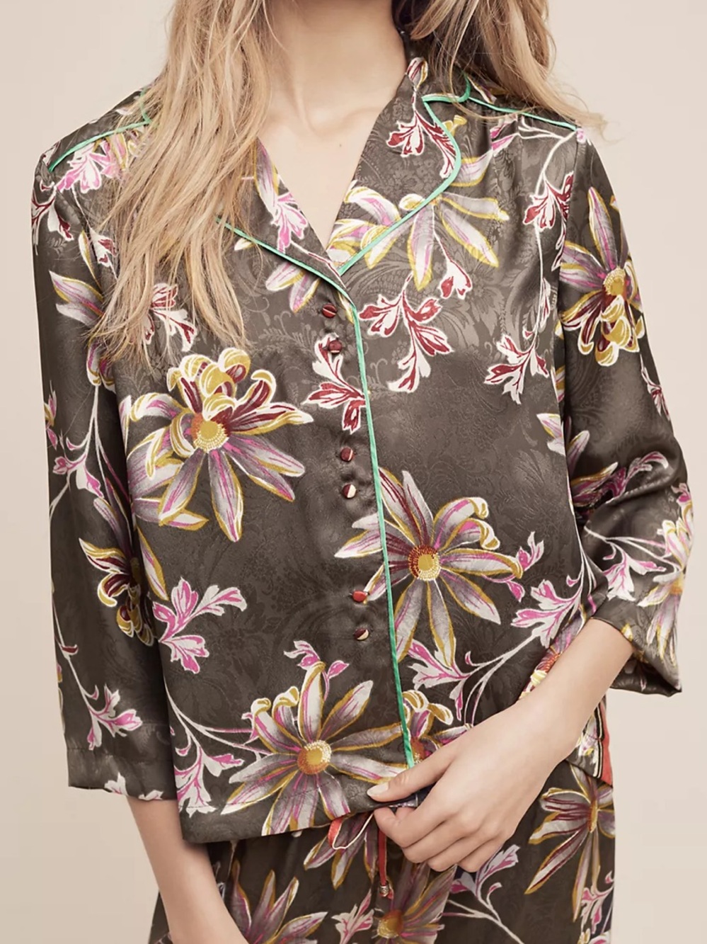 NWT E by Eloise Anthropologie 2 piece Pajama Set Top & Bottom - Picture 2 of 15